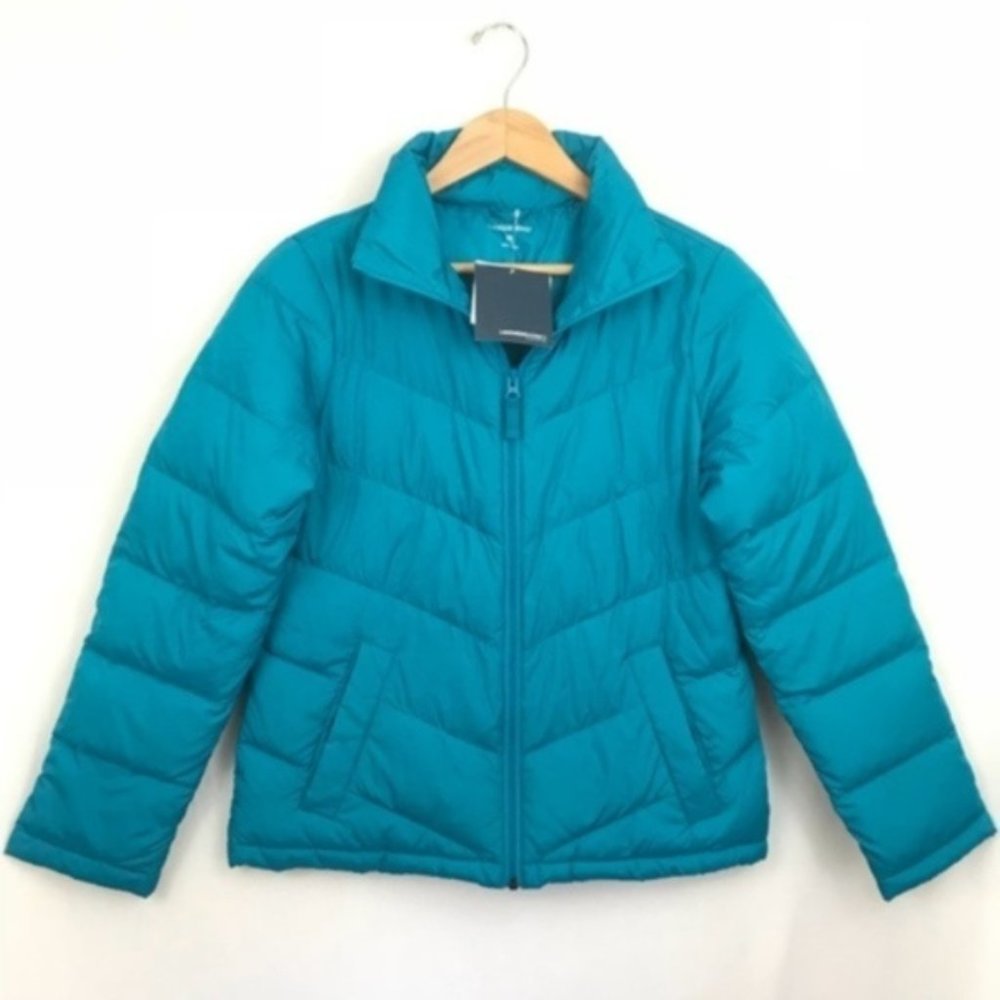 Lands End Teal Down Puffer Winter Jacket B35